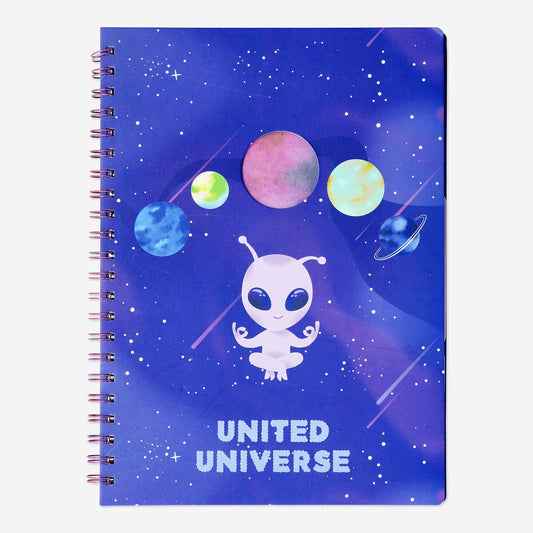 Space notebook with page markers