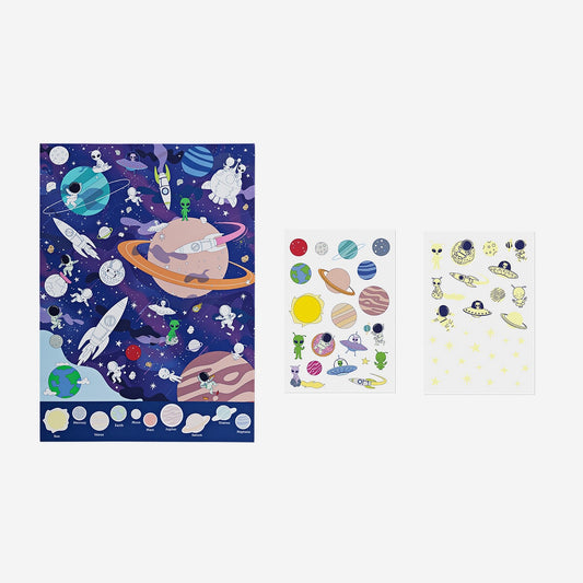 Space poster with stickers. 47 x 65 cm