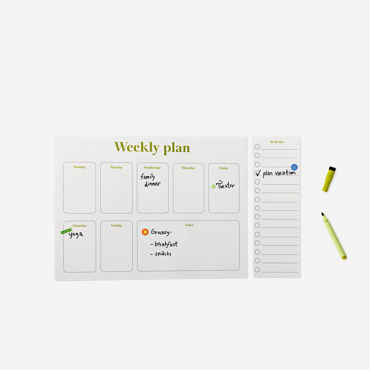 Sticky planner pad with stickers and marker - English Office Flying Tiger Copenhagen 