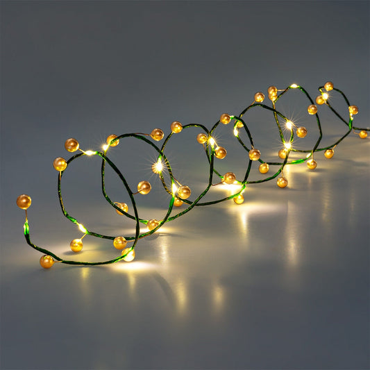 String lights with gold dots
