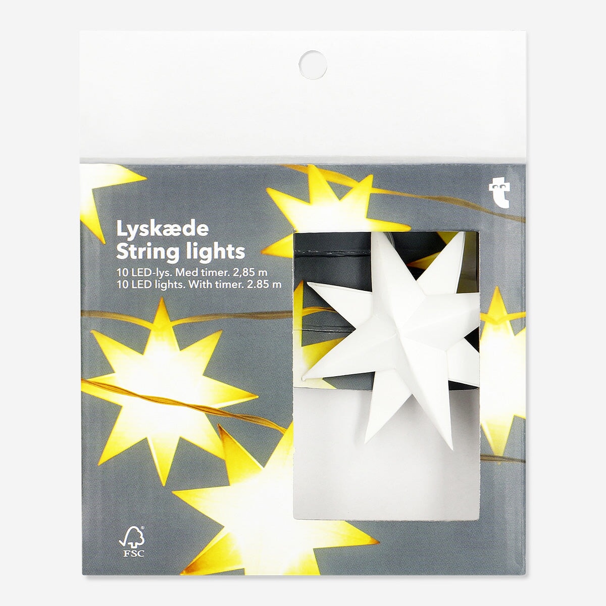 String lights with timer and paper stars - 285 cm | Flying Tiger Copenhagen