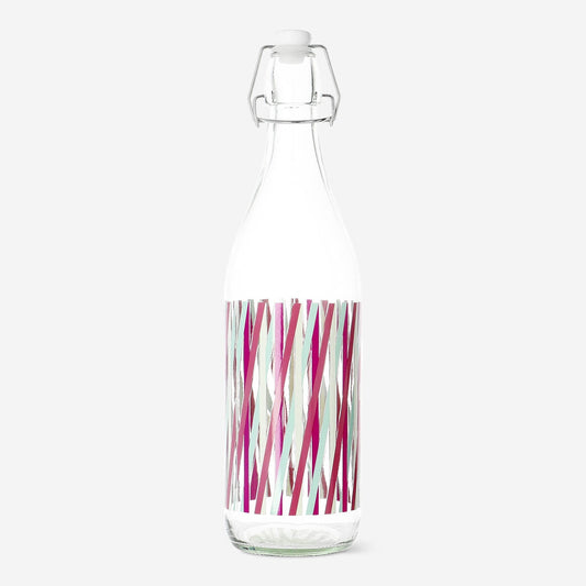 Striped glass bottle. 1 L