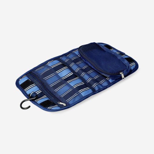 Striped toiletry bag for hanging