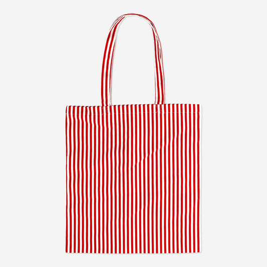 Striped tote bag with santa's face