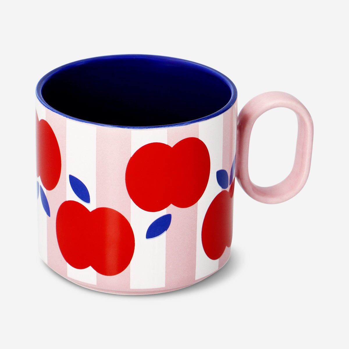 Stripy mug with apples - 300 ml Kitchen Flying Tiger Copenhagen 