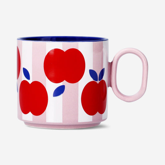 Stripy mug with apples - 300 ml