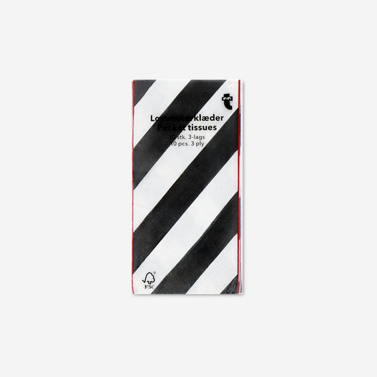 Gestreepte tissues met rode rand - 10 stuks