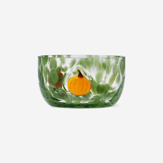 Tealight holder with green dots and pumpkins