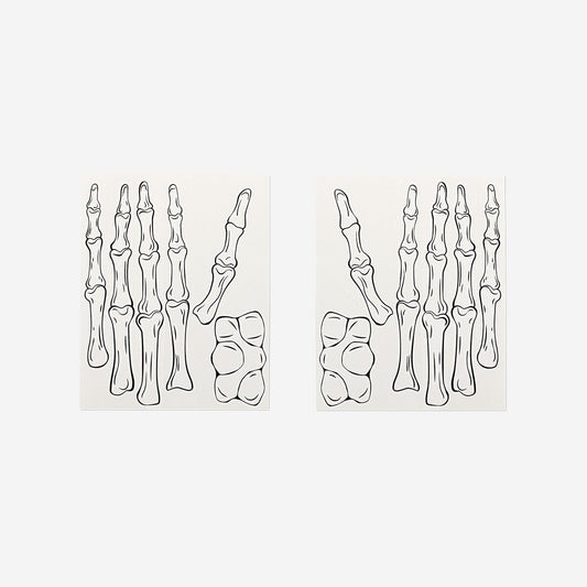 Tillfälliga handtatueringar med skelett - 2 st