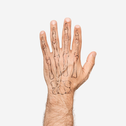 Tillfälliga handtatueringar med skelett - 2 st