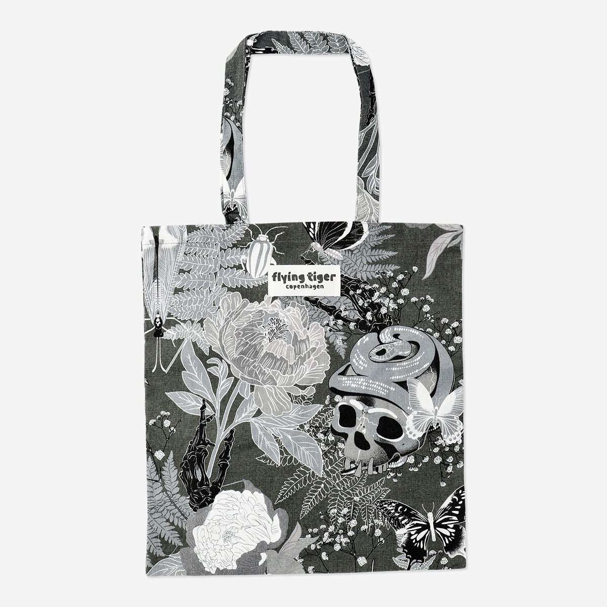 Tote Bag with Skull and Flowers Textile Flying Tiger Copenhagen 