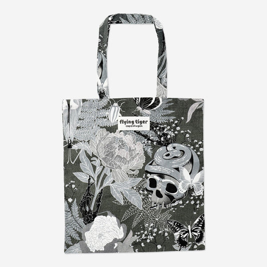 Borsa con teschio e fiori