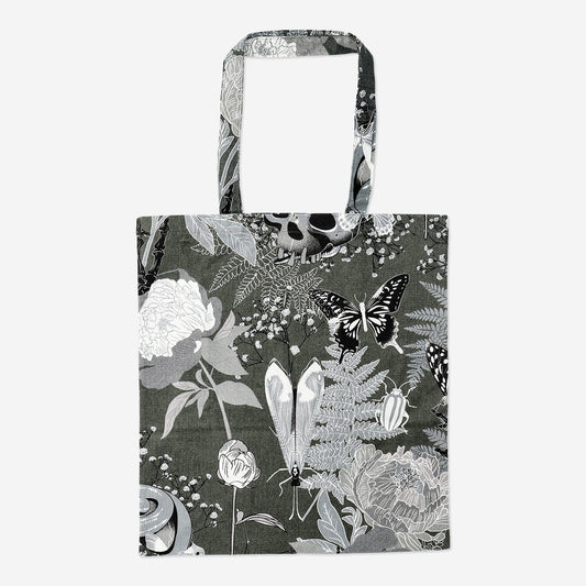 Sac fourre-tout avec tête de mort et fleurs