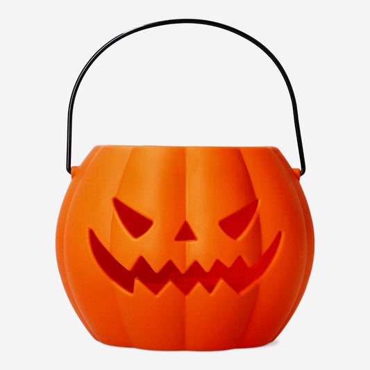 Seau en forme de citrouille avec son Trick-or-Treat