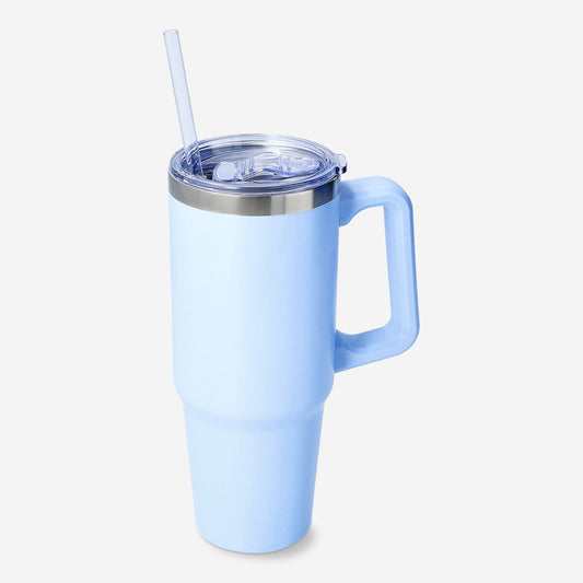 Becher mit Deckel und Strohhalm - 880 ml