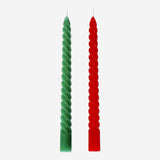 Twisted Dinner Candles in Red and Green - 4 pcs Home Flying Tiger Copenhagen 