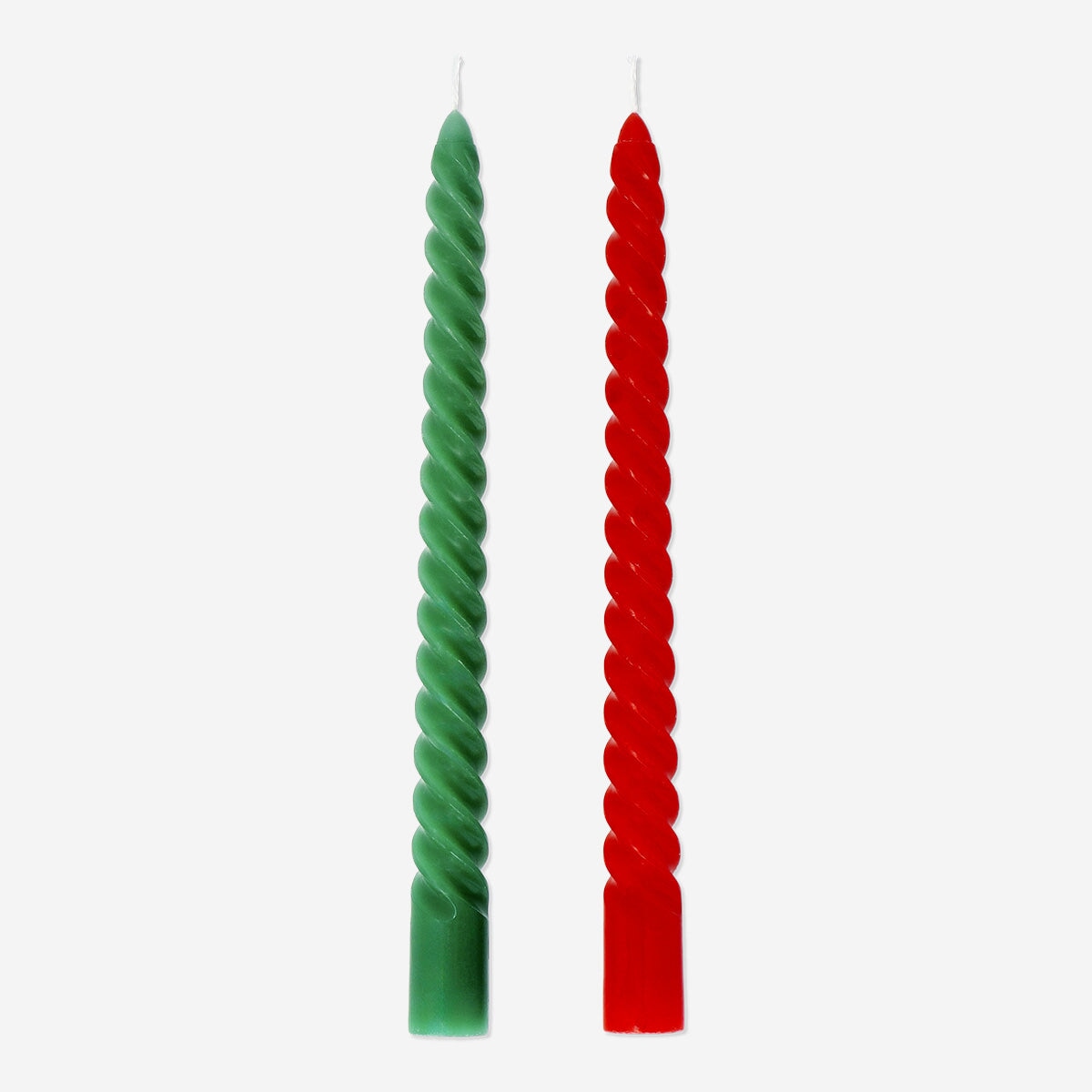 Twisted Dinner Candles in Red and Green - 4 pcs Home Flying Tiger Copenhagen 