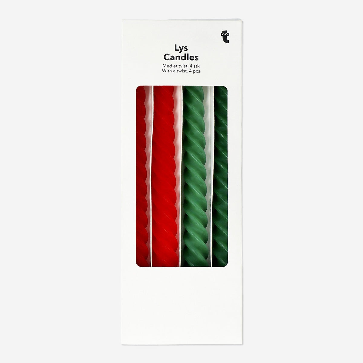 Twisted Dinner Candles in Red and Green - 4 pcs Home Flying Tiger Copenhagen 