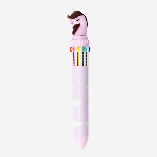 Stylo à bille multicolore en forme de licorne