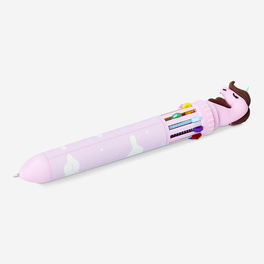 Stylo à bille multicolore en forme de licorne