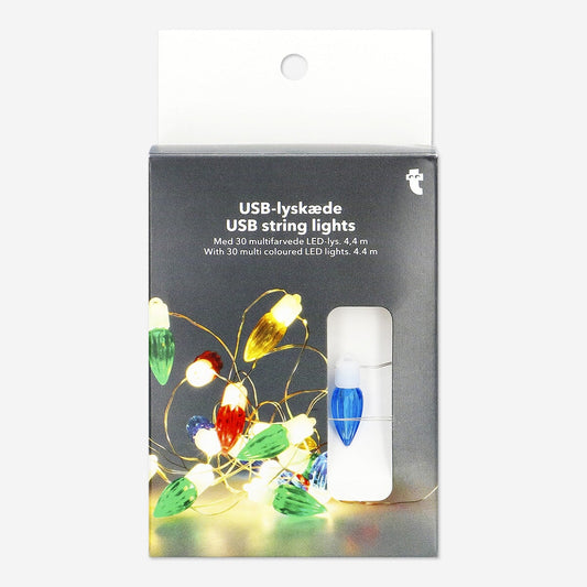 Usb string lights with multi-coloured bulbs - 440 cm