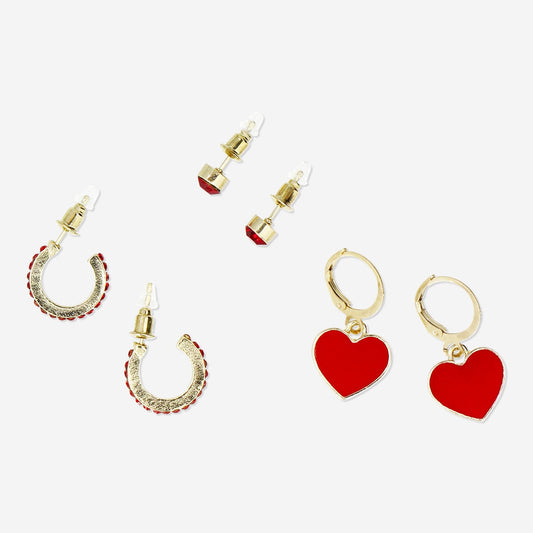 Valentine's icon ear studs - 3 pcs