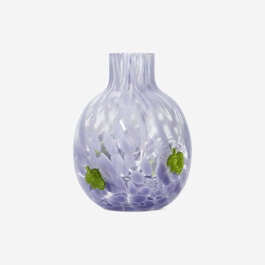 Vase with purple dots and leaves - 12 cm