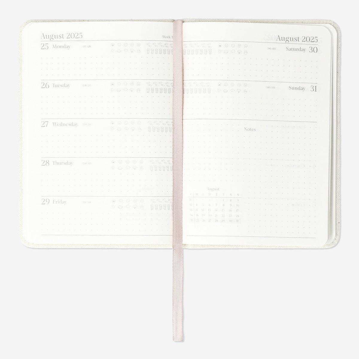 Weekly Diary with Linen Cover A6 - English Office Flying Tiger Copenhagen 