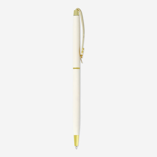 White ballpoint pen with flower decoration