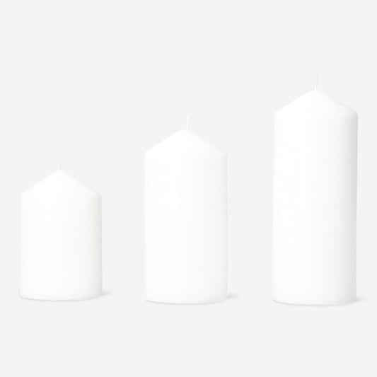 White Pillar Candles - 3 pcs