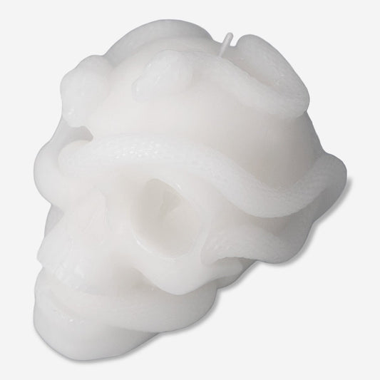 White skull shaped candle