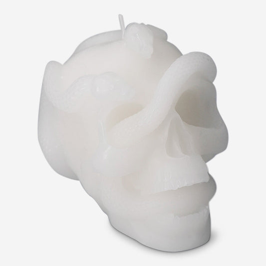 White skull shaped candle