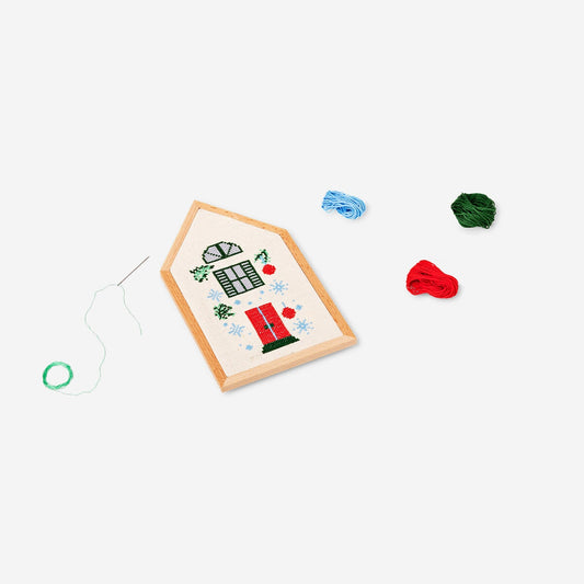 Wooden house embroidery kit