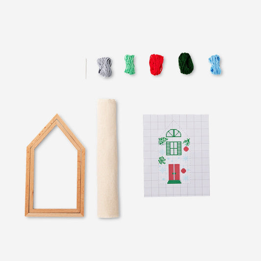 Wooden house embroidery kit