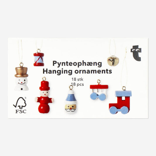 Wooden ornaments for hanging - 18 pcs