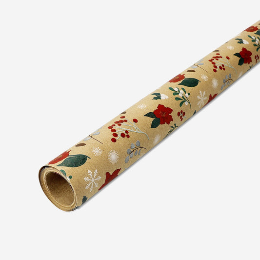 400 cm Geschenkpapier - Weihnachtsblumen