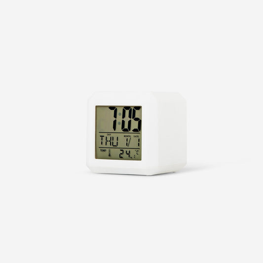 Digital alarm clock. Changes colour