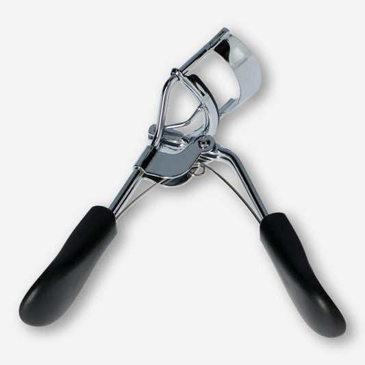 Silver eyelash curler with rubberised grip