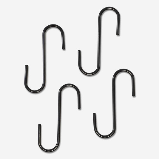 Black Metal S-Hooks - 4 pcs