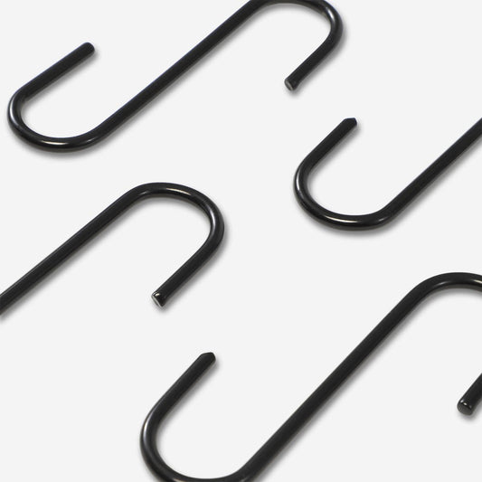 Black Metal S-Hooks - 4 pcs