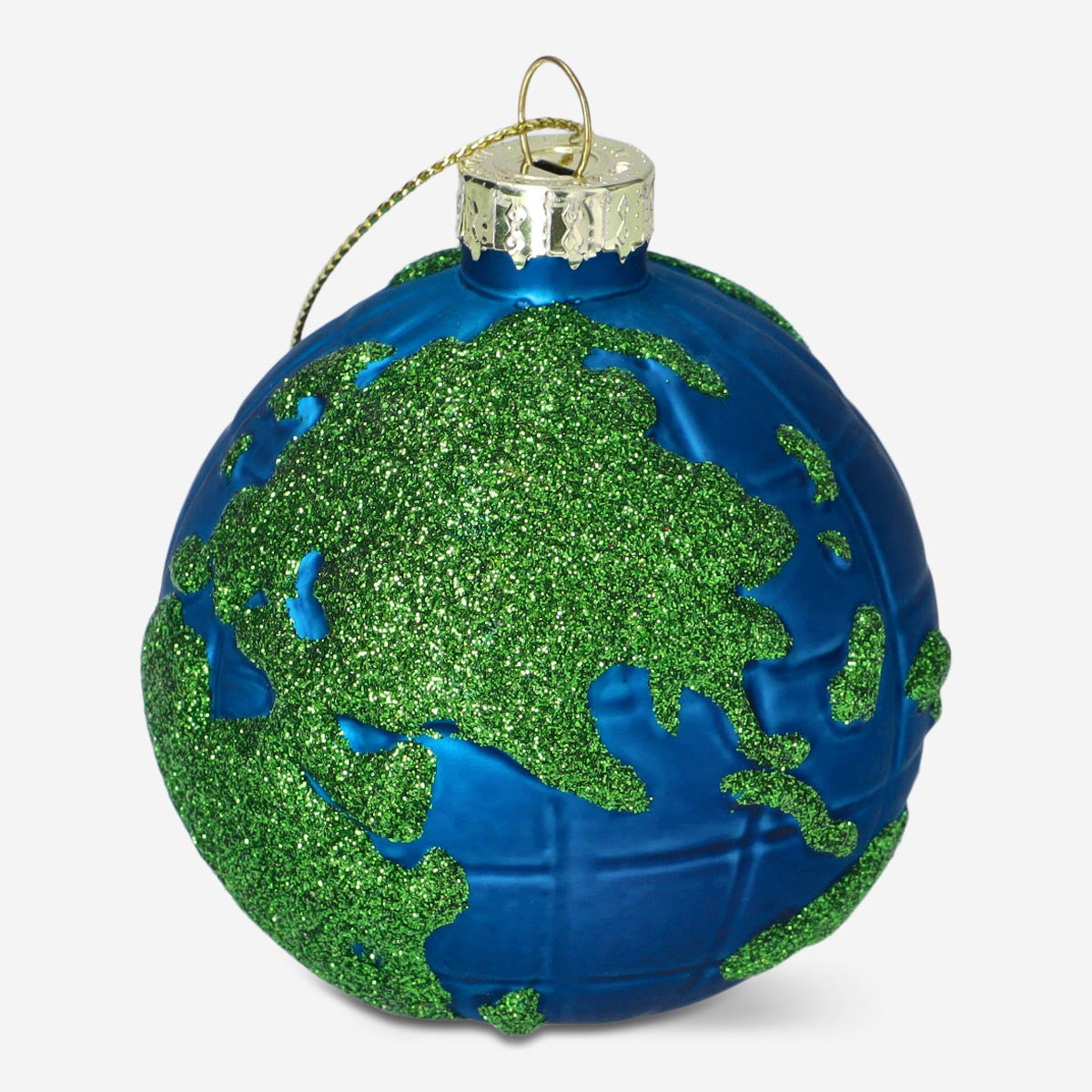 Flying Tiger Copenhagen Christmas bauble featuring a detailed Earth design for festive home decoration.