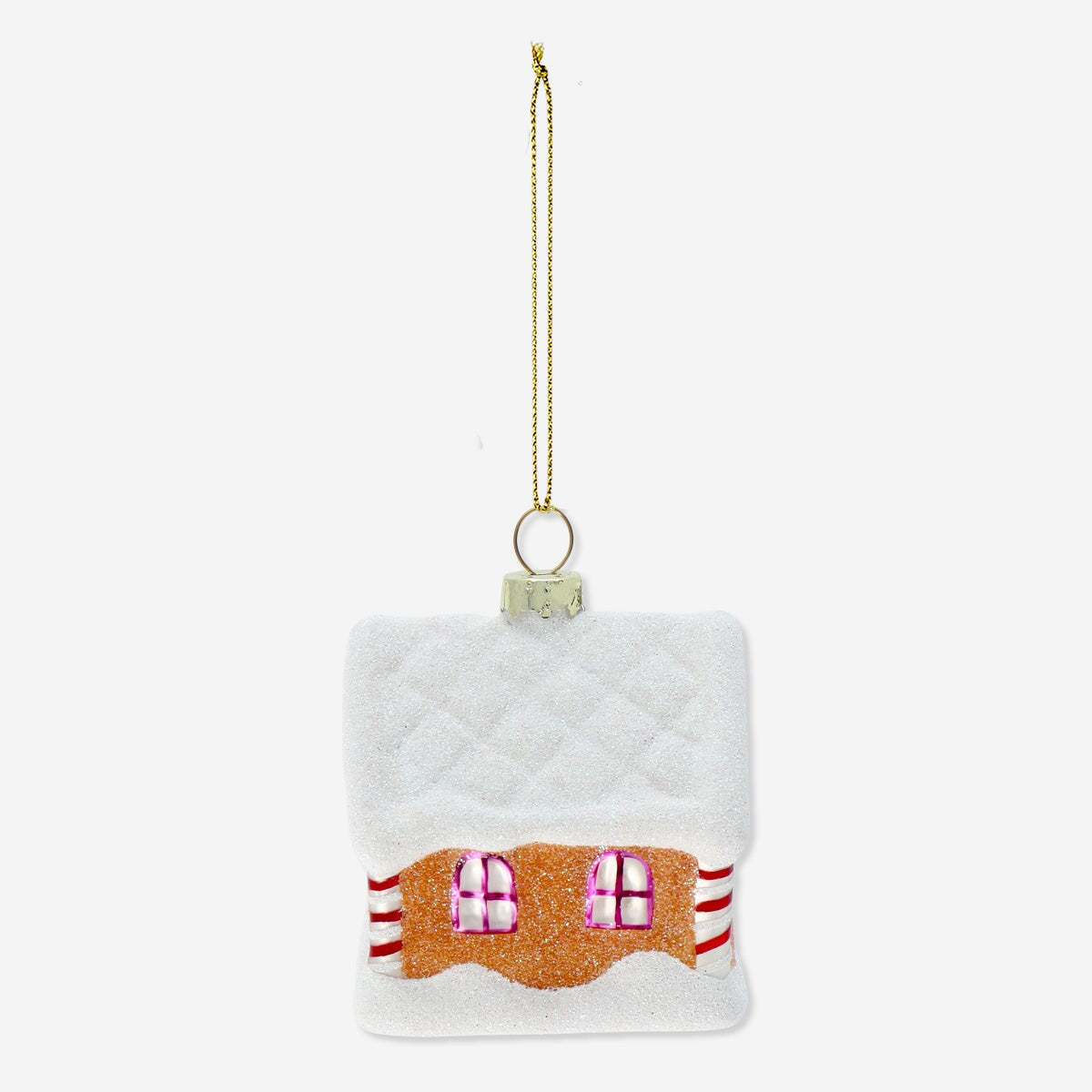 Flying Tiger Copenhagen Christmas bauble featuring a gingerbread house design, perfect for holiday decorations.