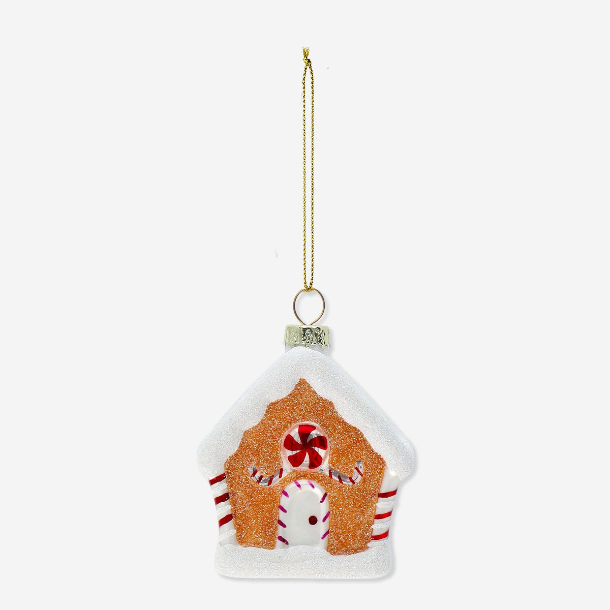Decorative Christmas bauble by Flying Tiger Copenhagen featuring a gingerbread house design for holiday home decor.