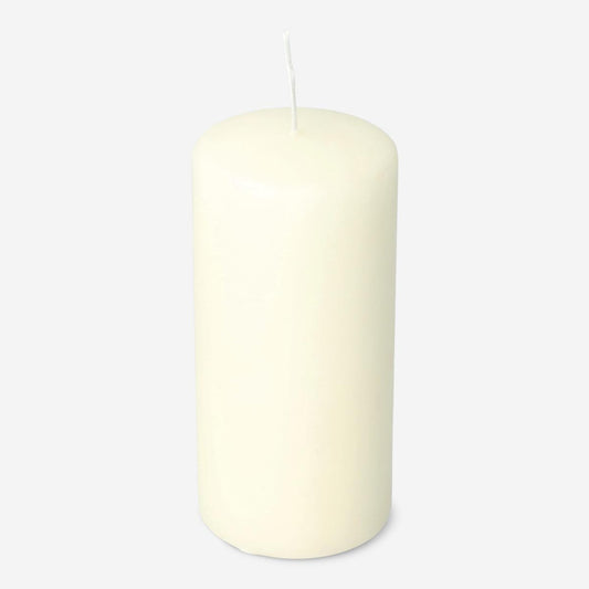 Ivory White Pillar Candle - 14 cm