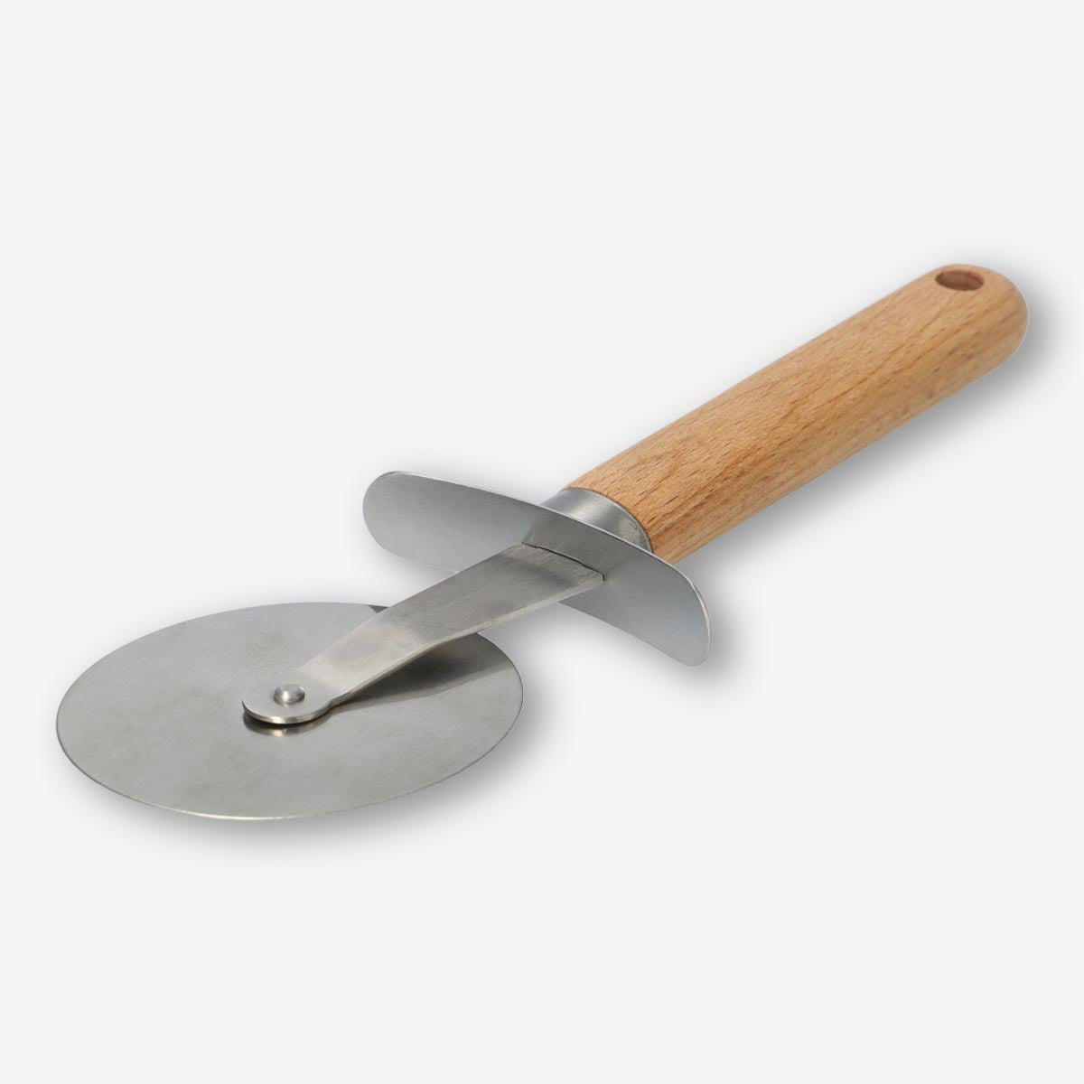 Stylish Beech & Stainless Steel Pizza Cutter | Kitchen Utensil