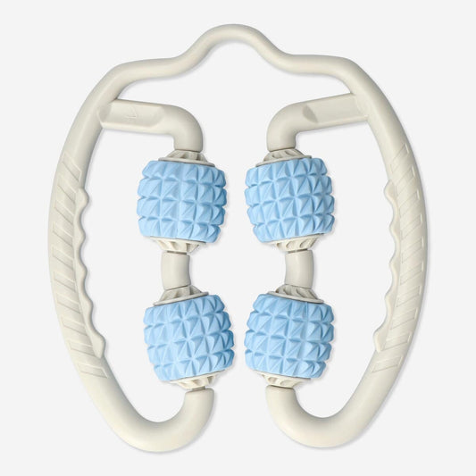 Blue and beige massager for leg