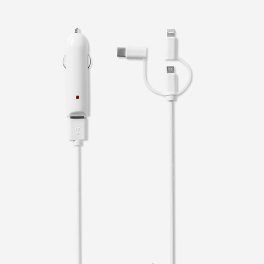 Witte auto-oplader set