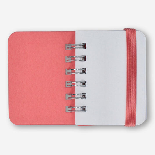 Rosa Mini-Notizbuch mit leeren Seiten und Gummizugverschluss