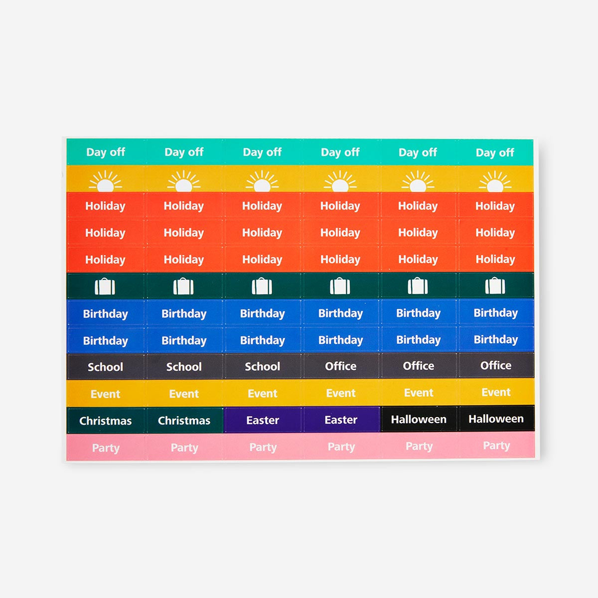 Set of colorful office stickers from Flying Tiger Copenhagen featuring fun and decorative designs for organizing and decorating.
