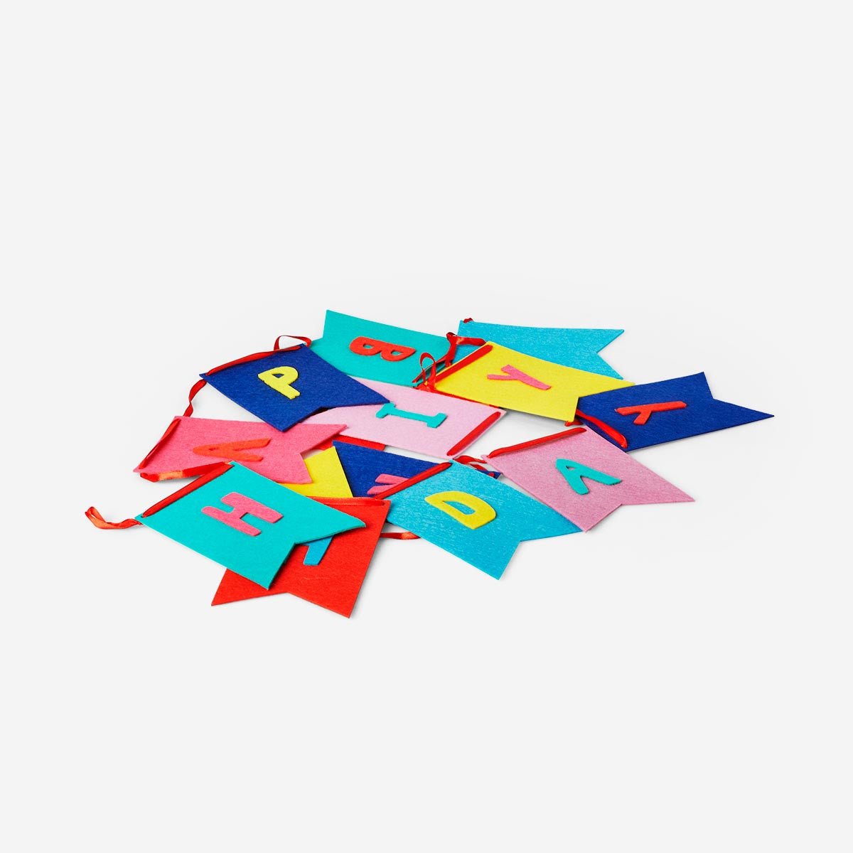 Colorful Flying Tiger Copenhagen birthday garland, 280 cm long, perfect for party decorations and celebrations.